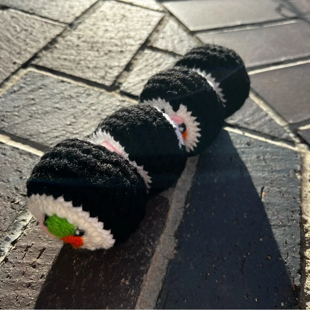 Hand Crocheted Set of 4 Happy Little Sushi Rolls Plushies! - Picture 6 of 15